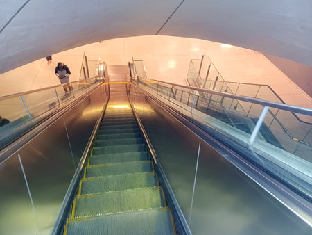 Toronto, ON, Canada - April 24, 2025: View at the Vaughan Metropolitan Centre subway station inside
