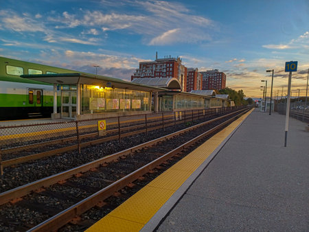 Etobicoke, ON, Canada â€“ October 20, 2024: View of the Oakville Go train station