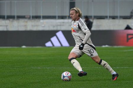 Toronto, ON, Canada - March 14, 2026: Emil Forsberg #10 of Red Bull New York controls the ball...
