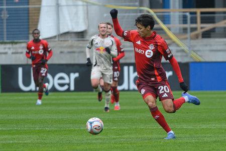Toronto, ON, Canada - March 14, 2026: DÃ¡niel SallÃ³i #20 of Toronto FC and a player of Red Bull...