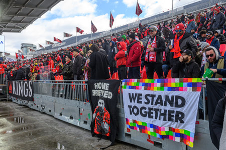 Toronto, ON, Canada - March 14, 2026: Fans support from the stands during the Toronto FC and Red...