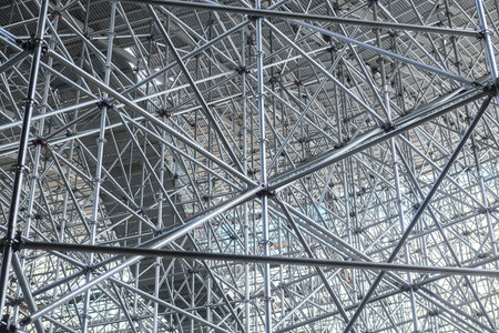 Toronto, ON, Canada - March 14, 2026: A detailed view of the scaffolding that shows the new stands...