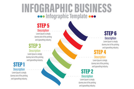 infographics number options template with steps, with 6 Steps, Six 6 option 6 label. Can be used for workflow layout, diagram, business step options, banner, web design.のイラスト素材