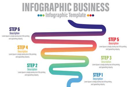 6 Steps Modern Timeline diagram with Steps and percentage, presentation vector infographic. Infographic template for business.のイラスト素材