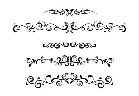 Set black wedding frame silhouette template. Vintage floral pattern mock up vector illustration. Greeting invitation border design element.のイラスト素材