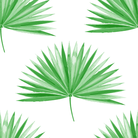 Watercolor palm leaf green vectorのイラスト素材
