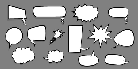 Big set empty speech bubble comic text isolated on plain backgroundのイラスト素材