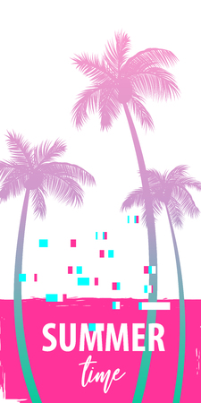 Summer time palm tree banner posterのイラスト素材