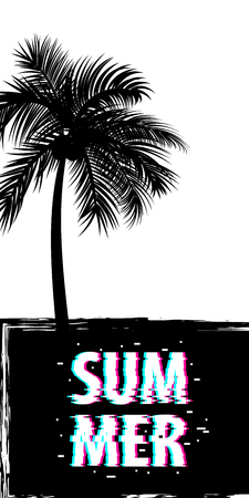 Summer time palm tree banner posterのイラスト素材
