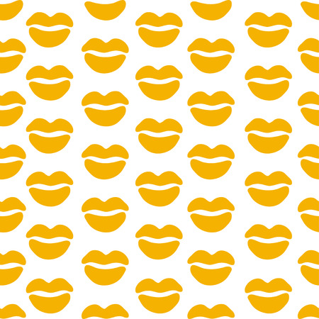 Woman lips seamless pattern doodle modern pop art. Colored lipstick simple vector illustration. Textile design.のイラスト素材