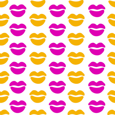 Woman lips seamless pattern doodle modern pop art. Colored lipstick simple vector illustration. Textile design.のイラスト素材
