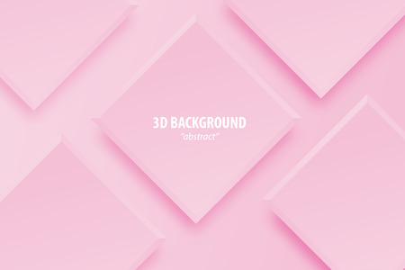 Paper cut pink rose abstract 3d web trendy background. Realistic papercut banner random rhomb square layers. 3d backdrop. Concept material design. Minimalist geometric cover template.のイラスト素材