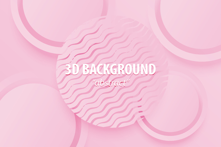 Paper cut pink rose abstract 3d web trendy background. Realistic papercut banner random circle layers. 3d backdrop. Concept material design. Minimalist cover template.のイラスト素材