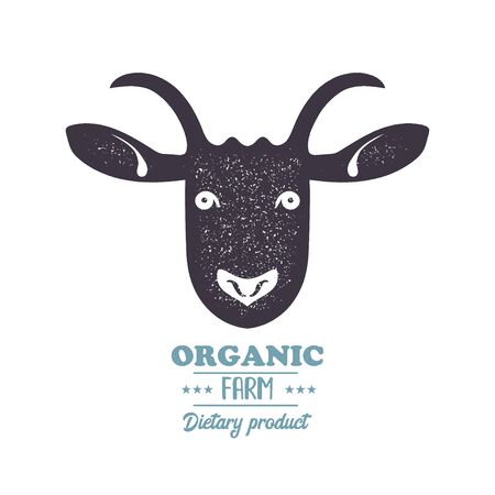 Goat, horned cattle vintage silhouette black stampのイラスト素材