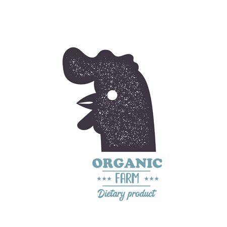 Chicken, rooster, hen vintage silhouette black stampのイラスト素材