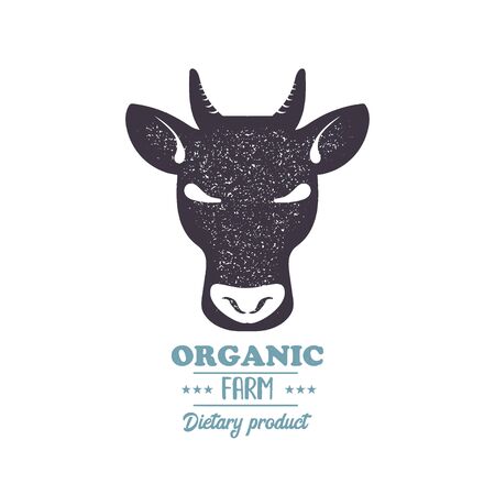 Beef, bull, cow vintage silhouette black stampのイラスト素材