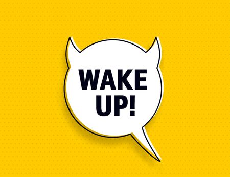 Wake Up speech bubble banner pop art memphis styleのイラスト素材
