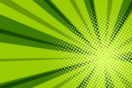 Comic green sunbeam background retro pop art style cartoonのイラスト素材