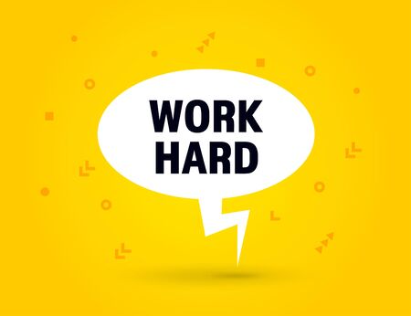 Work hard speech bubble banner pop art memphis styleのイラスト素材