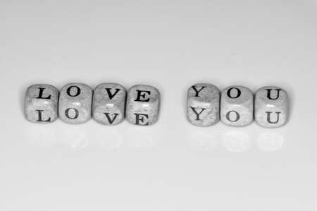 Letter cubes spelling 'Love you'の写真素材