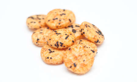 Japanese rice crackers with Nori seaweedの写真素材