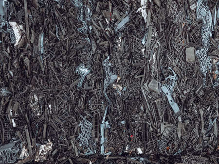 Close-up photo of a large amount of black and blue plastic.