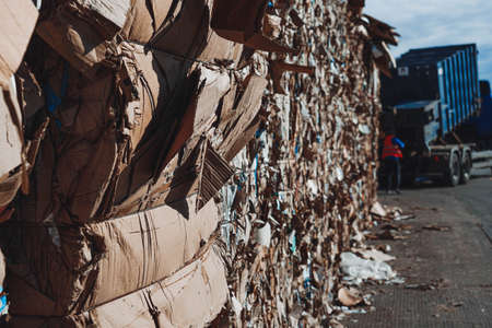 Close-up photo of a large amount of waste paper.の写真素材