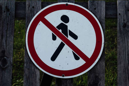 Photo stop sign for people on a wooden fence.の写真素材