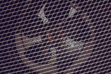 Close-up photo of a heat gun with a fan and a grid.の写真素材