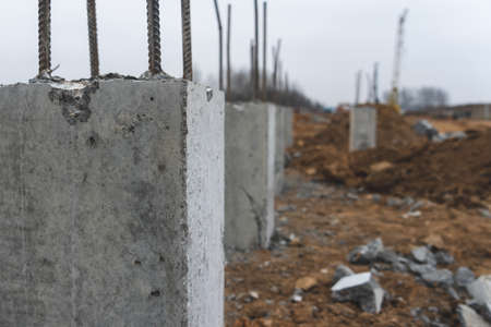 photo of construction piles from a new angle.の写真素材