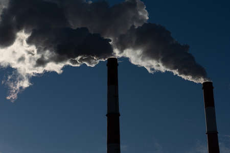 Heat power plant on a cold dayの写真素材