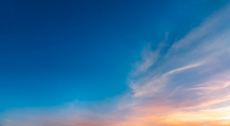 Colorful sky with cloud at sunset. Panoramic image.の写真素材