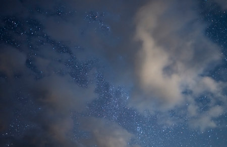 Night sky with stars and milky way. Night sky with stars and clouds.の写真素材