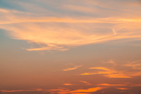 Cloudscape, Colored Clouds at Sunset near the Ocean, Backgroundの写真素材