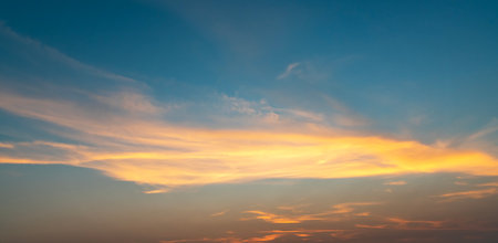 Beautiful sunset sky with clouds. Sky background. Sky with clouds and sunの写真素材
