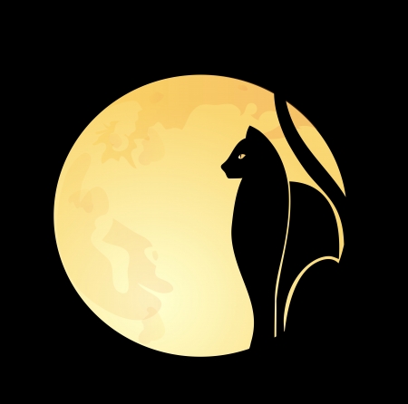 Black cat   full moonのイラスト素材