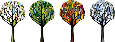 Stylized trees in different sasonsのイラスト素材