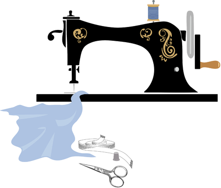 Retro manual sewing machineのイラスト素材
