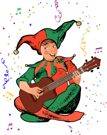 Jester boy singing and playingのイラスト素材