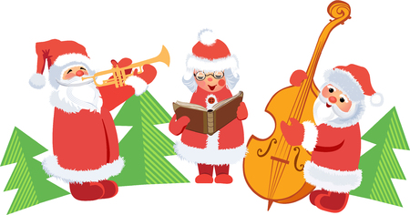 Christmas concert of Santa Clauses.のイラスト素材
