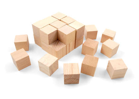 Wooden blocks isolated on white