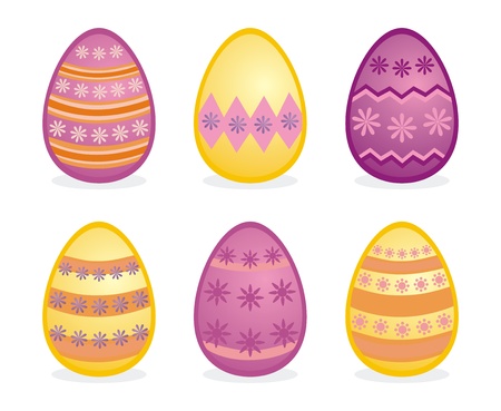 Vector illustration of easter eggs isolated on white background. Traditional, colorful easter iconsのイラスト素材