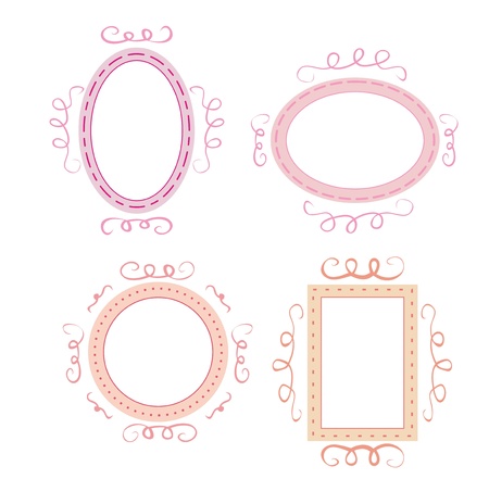 Collection of sweet retro frames on dark background. iluustration isolated on white background with empty space to put picture or textのイラスト素材