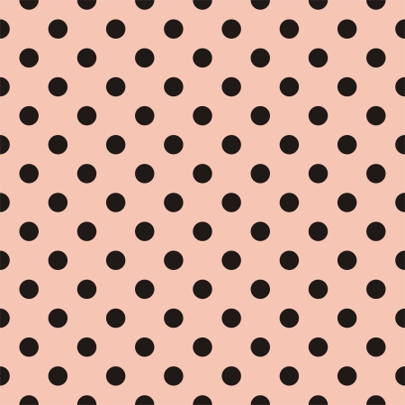 seamless pattern with black polka dots on a pastel pink background. For cards, albums, backgrounds, arts, crafts, fabrics, decorating or scrapbooks.のイラスト素材