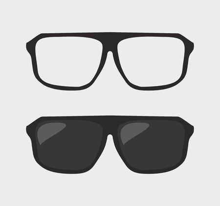 Black hipster sunglasses and nerd glasses on grey backgroundのイラスト素材