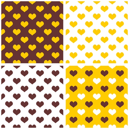 Tile vector yellow, brown and white background set with hearts  Full of love seamless pattern for desktop wallpaper or website design のイラスト素材