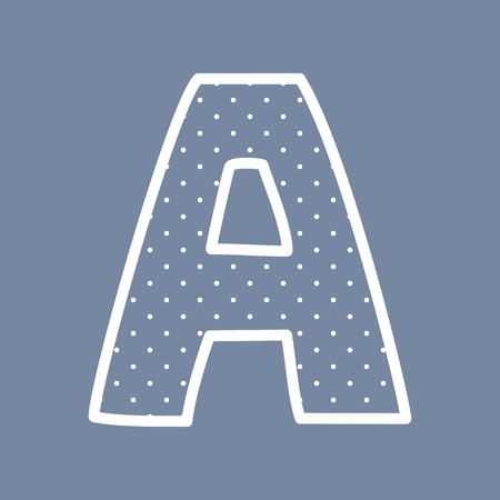 A hand drawn letter with small white polka dots on blue backgroundのイラスト素材