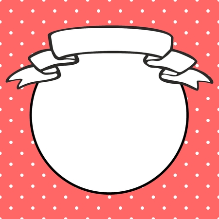 Hand drawn vector photo frame on a polka dots pink backgroundのイラスト素材