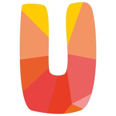 U vector  low poly wrapping surface pastel alphabet letter isolated on white backgroundのイラスト素材
