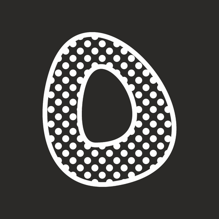 O vector alphabet letter with white polka dots on black backgroundのイラスト素材